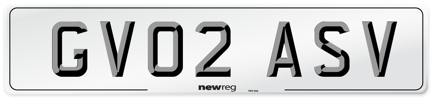 GV02 ASV Number Plate from New Reg